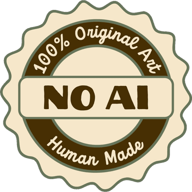 100% original art, no AI, human made badge
